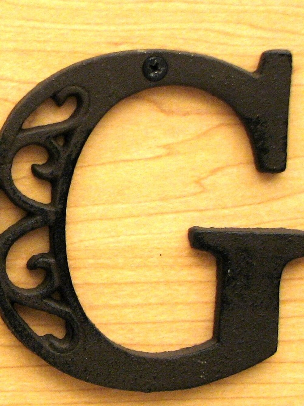 Cast Iron Letter "G" 4 5/8"tall Ornate Raw Cast Iron Ready to Paint 0184-0557-G